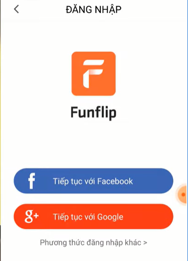 Chọn phương thức đăng nhập Funflip