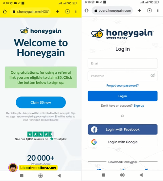 Honeygan đăng nhập