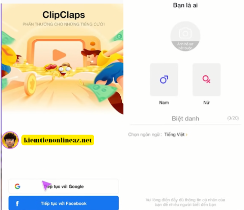 Đăng nhập clipclaps