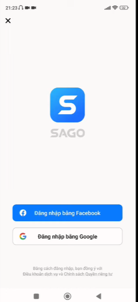 Chọn phương thức đăng nhập Sago 