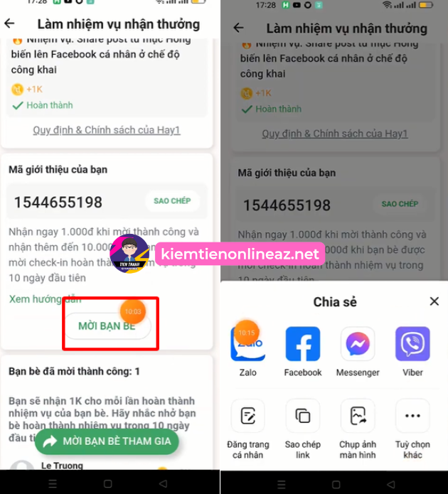 Mời bạn bè Hay1