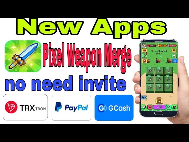 App Pixel Weapon Merge chơi game kiếm tiền online