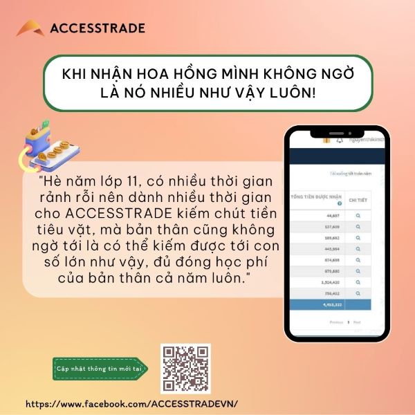 Trải nghiệm kiếm tiền trên Accesstrade của một bạn học sinh chứng thực có phải Accesstrade lừa đảo không