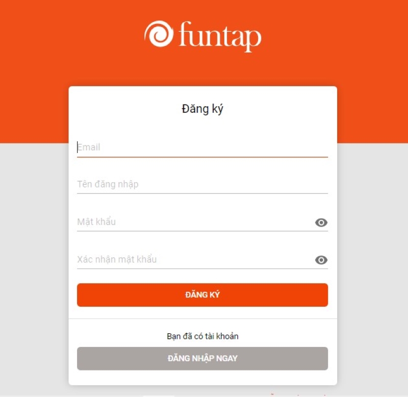 Hình ảnh đăng ký tài khoản Funtap