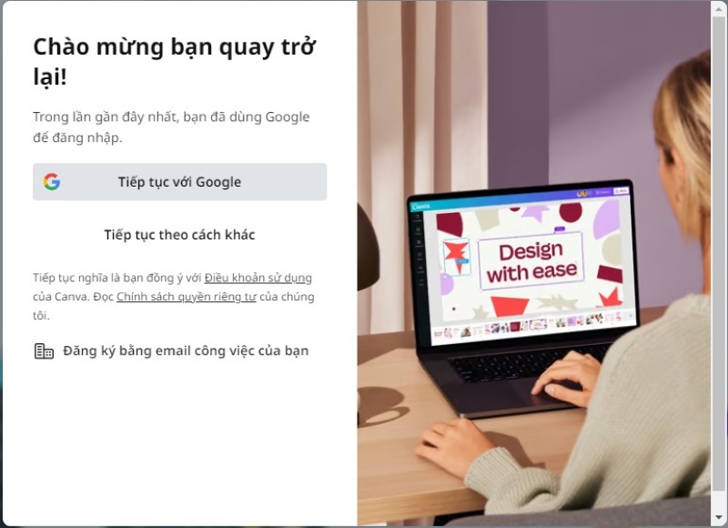 Đăng nhập hoặc Đăng ký bằng tài khoản Google có sẵn