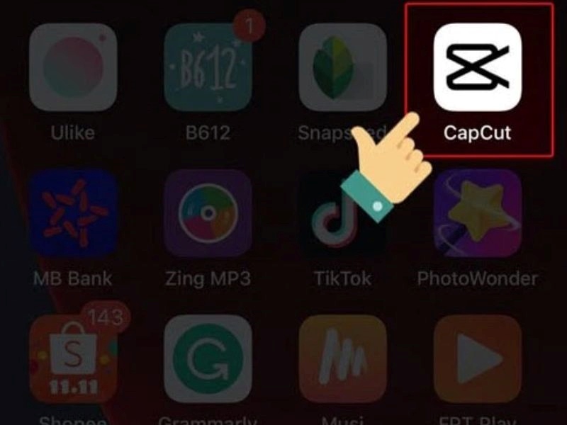 Logo CapCut trên màn hình chính