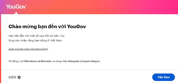 Đăng ký tài khoản Yougov hoàn toàn miễn phí 