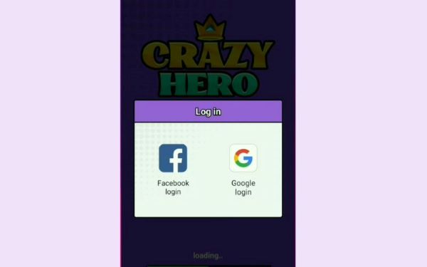 Đăng nhập vào Crazy Hero bằng facebook hoặc Google