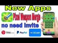 App Pixel Weapon Merge chơi game kiếm tiền online
